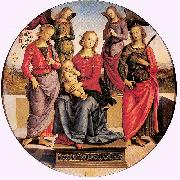 PERUGINO, Pietro Madonna Enthroned with Child and Two Saints painting